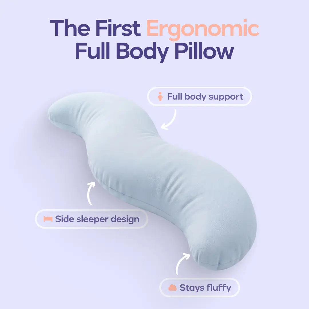 Mellow Sleep | Bodyalign Pillow - Full Body Ergonomic Support Pillow for Back, Belly, Hips & Legs, Cooling Side Sleeper Pillow for Pregnancy, Maternity & Body Pain Relief