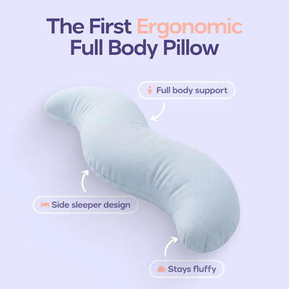 Mellow Sleep | Bodyalign Pillow - Full Body Ergonomic Support Pillow for Back, Belly, Hips & Legs, Cooling Side Sleeper Pillow for Pregnancy, Maternity & Body Pain Relief
