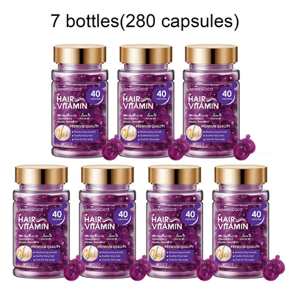 Hair Vitamin Capsules Infused with Violet Vitamins & Argan Oil for Color-Treated & Permed Hair Smooths Frizz Restores Silkiness & Shine 40 Capsules.【$14 Spent, Get 2 Free Purple Hair Masks (30Ml Each)】