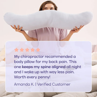 Mellow Sleep | Bodyalign Pillow - Full Body Ergonomic Support Pillow for Back, Belly, Hips & Legs, Cooling Side Sleeper Pillow for Pregnancy, Maternity & Body Pain Relief