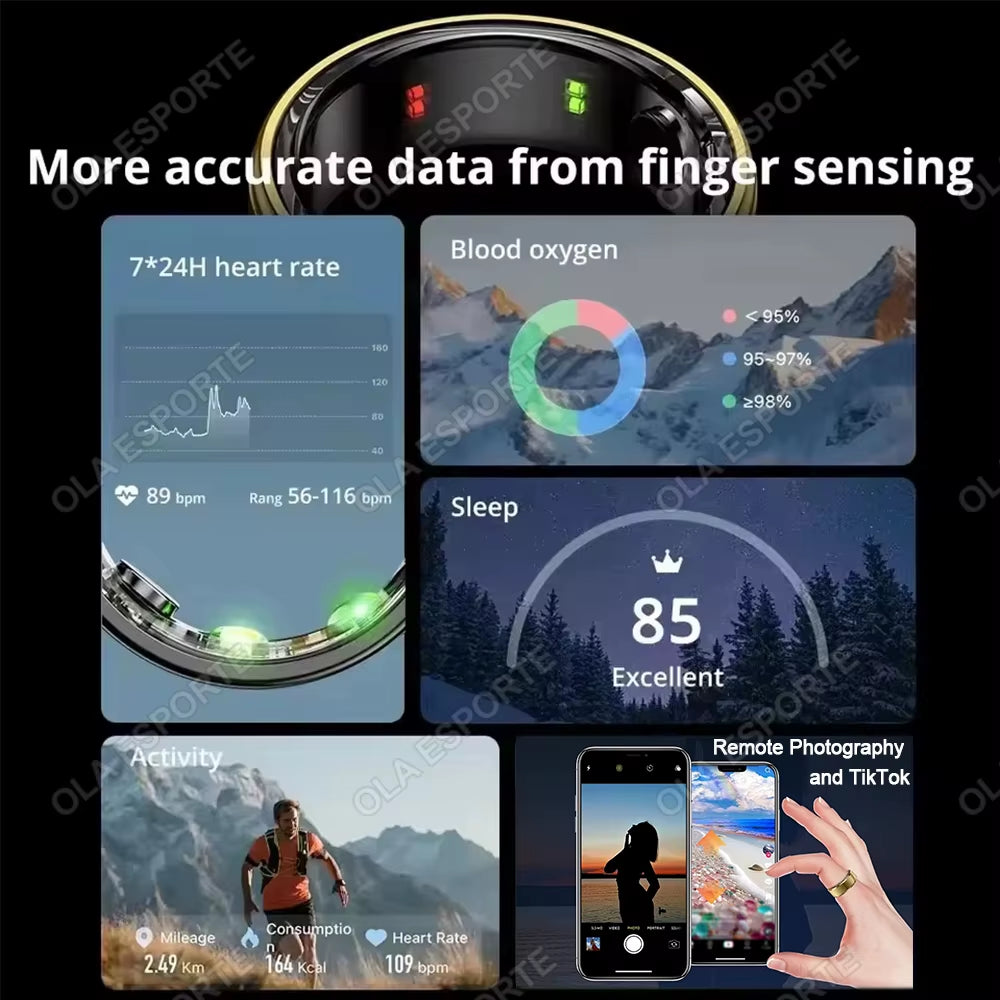 Revolutionary Health Smart Ring: Monitor Blood Pressure, Heart Rate & Sleep with IP68 Waterproof Technology for Men and Women