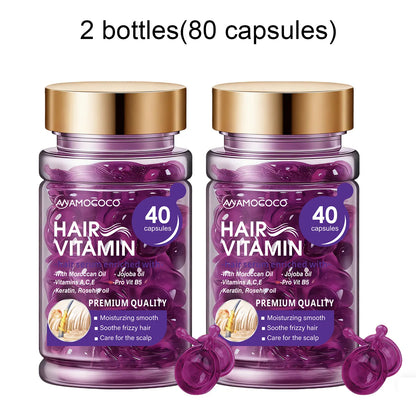 Hair Vitamin Capsules Infused with Violet Vitamins & Argan Oil for Color-Treated & Permed Hair Smooths Frizz Restores Silkiness & Shine 40 Capsules.【$14 Spent, Get 2 Free Purple Hair Masks (30Ml Each)】