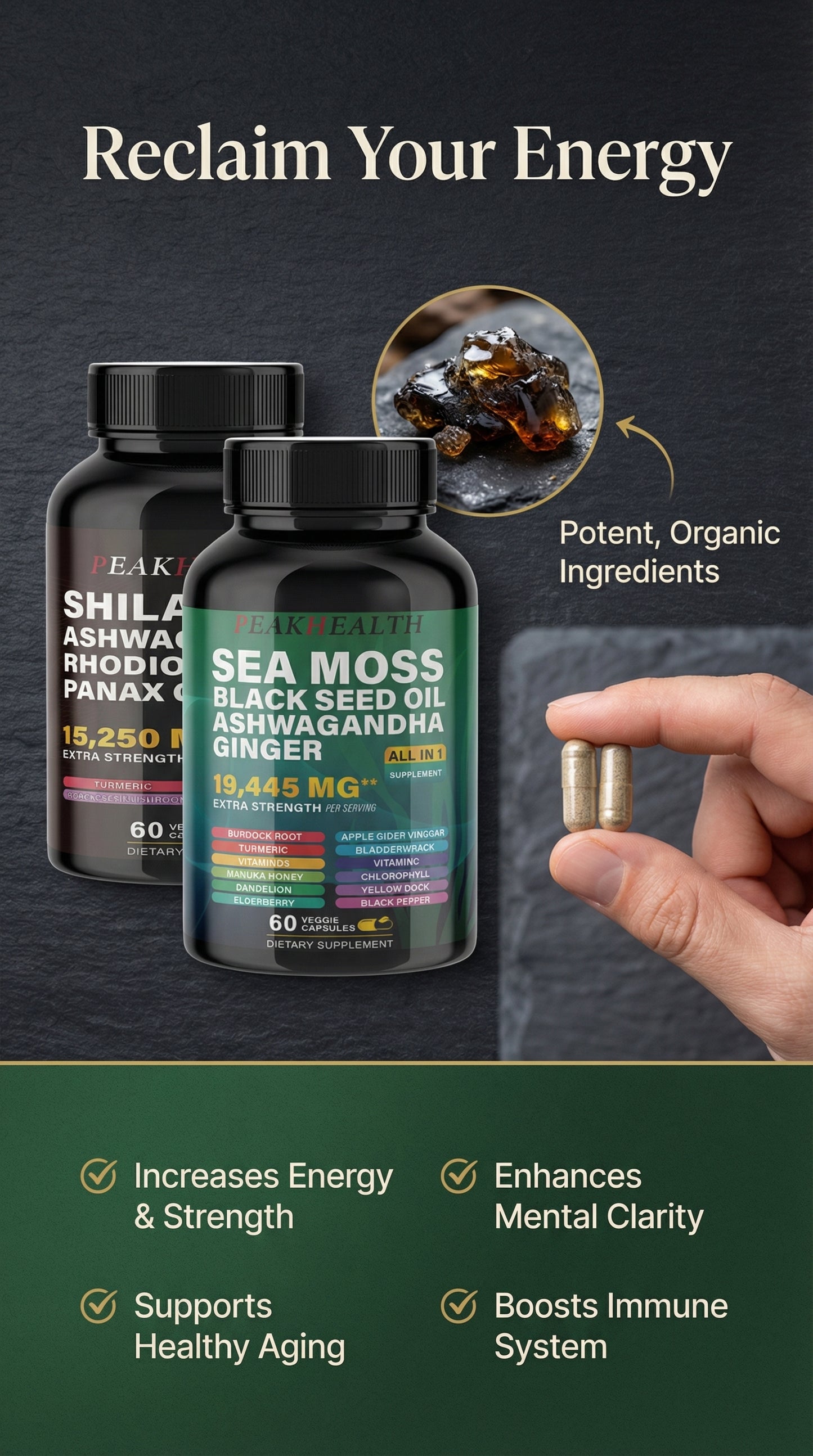 Sea Moss & Shilajit Dynamic Vitality Bundle - 60 Count